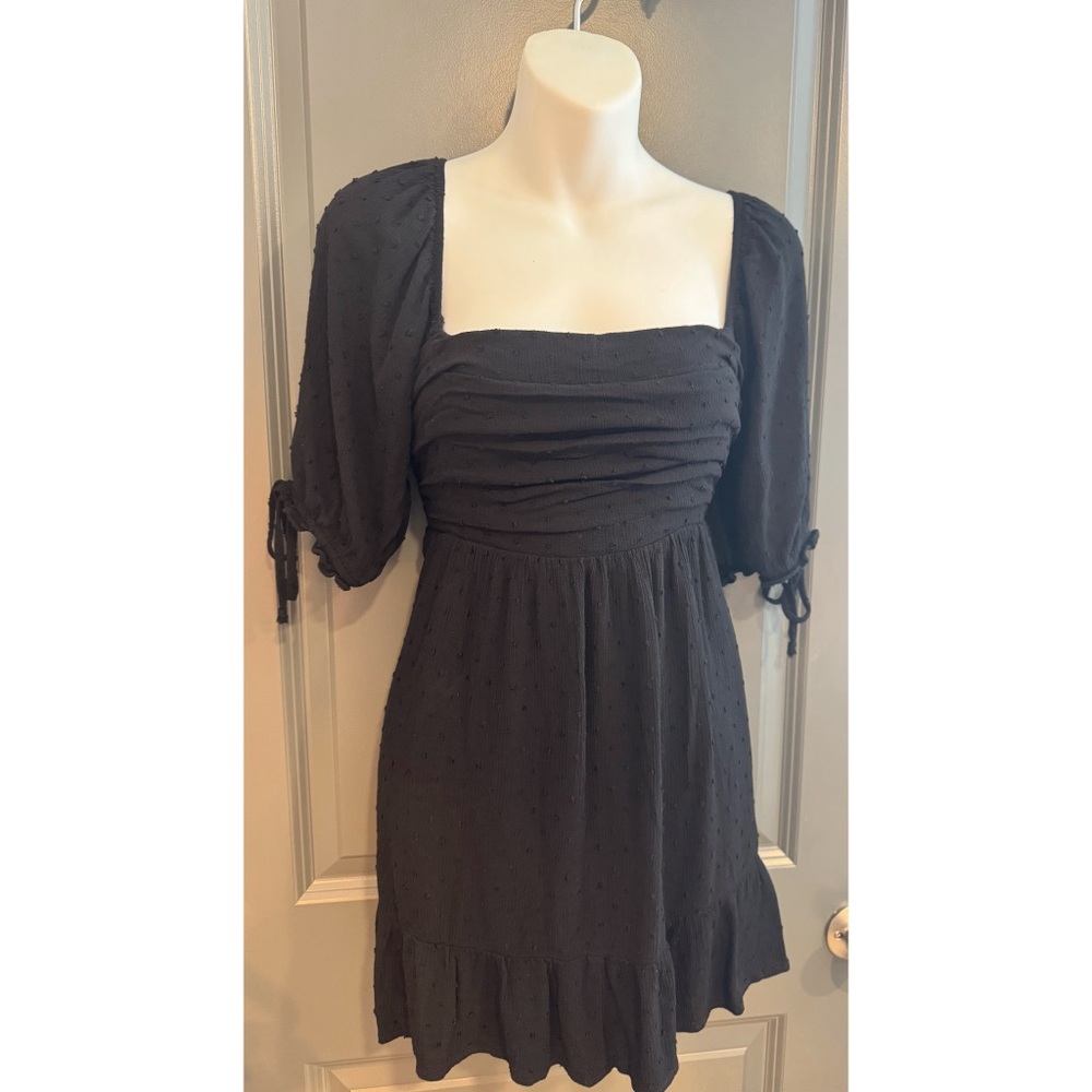 Miami Black Mini Dress with Puff Sleeves